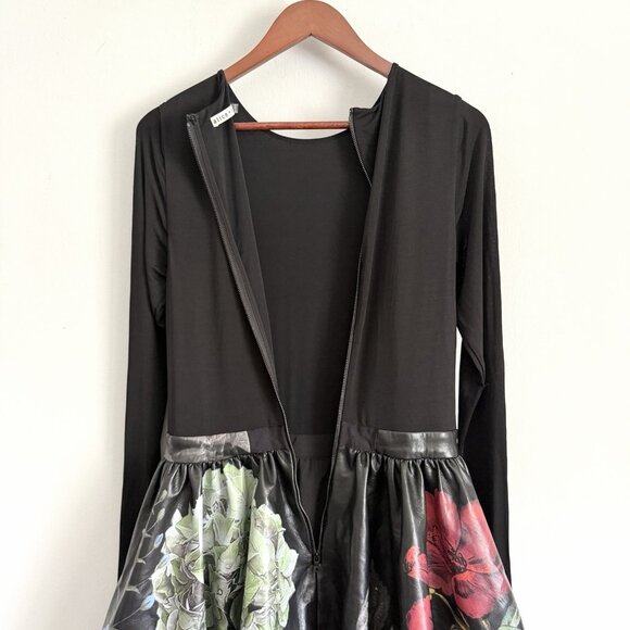 Alice + Olivia Black Chara Floral Bubble Mini Dress Long Sleeve Women’s Size 6 - Picture 8 of 8